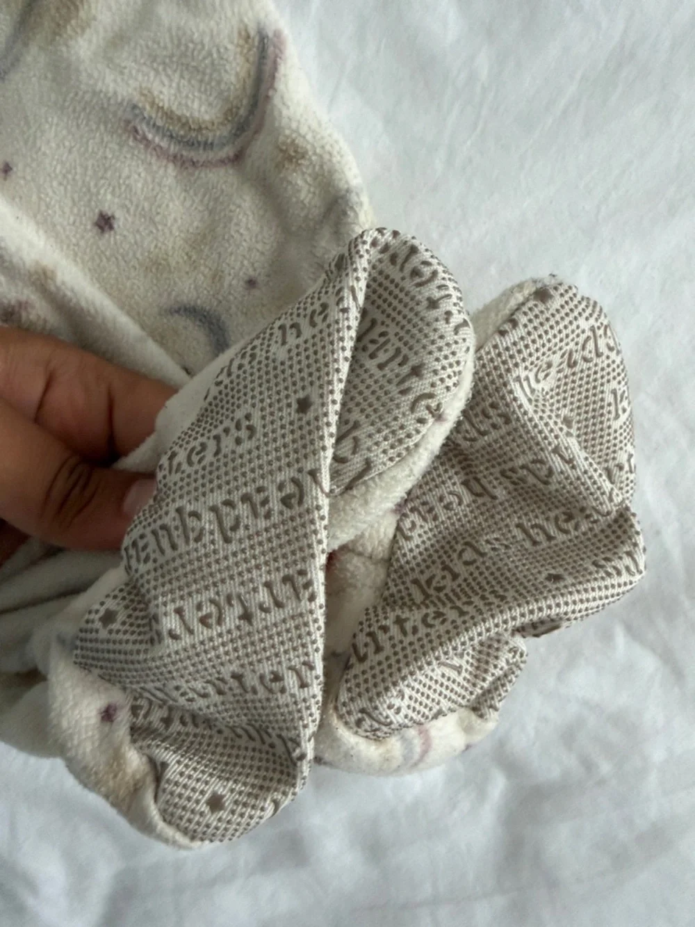 Kids Beige Space-Print Footed One-Piece and sweater 12 months